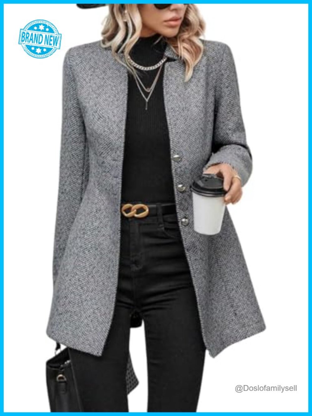 Women's Wool Blend Pea Coat Single Breasted Mid Long Trench